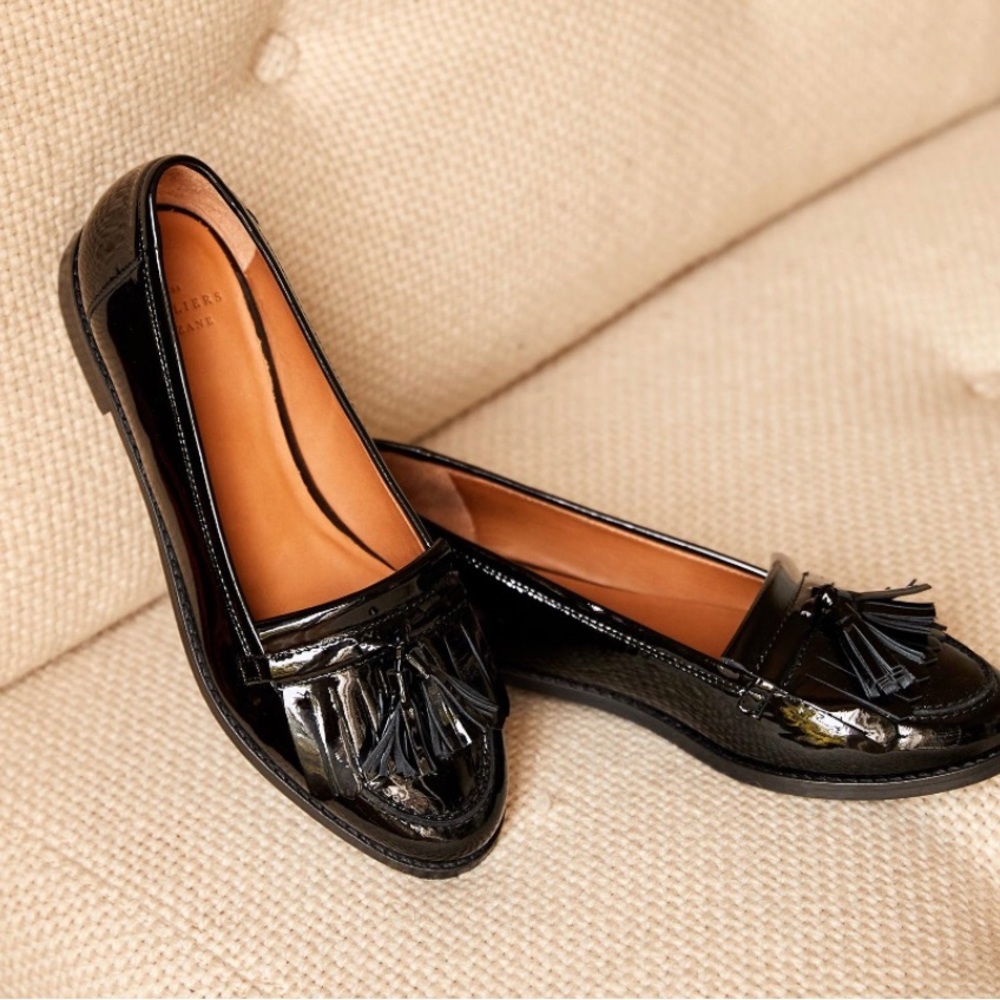 Sezane Lisa Loafers - size 6 - Black Leather Lacquer